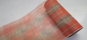 10.25"X10Yd Faux Jute/Lg Plaid Mesh  Orange/Natural/Sage  RY8331X5