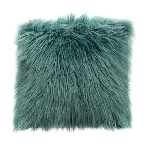 18" Square Accent Pillow by Diamond Sofa in Teal Dual-Sided Faux Fur