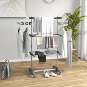 3-Tier Large Clothes Airer Stainless Steel Clothes Drying Rack Grey