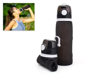 750ml Collapsible Leak Proof Silicone Water Bottle for Cycling - Black