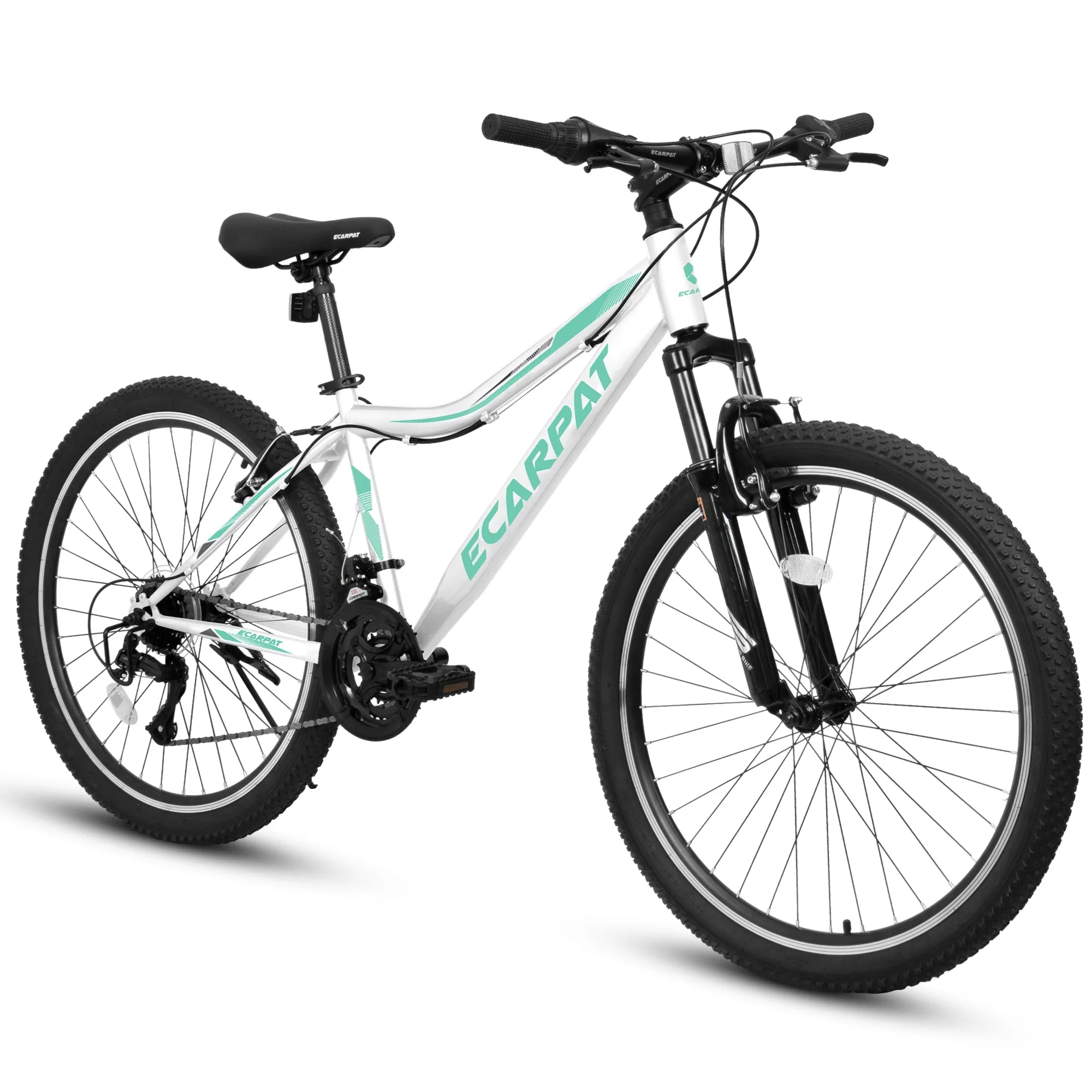 A24208 Ecarpat 24  Inch Mountain Bike, 21-Speed V-Brake, Front Suspension,  Carbon Steel Frame Mountain Bike For  Teenagers Girls Women Bicycles