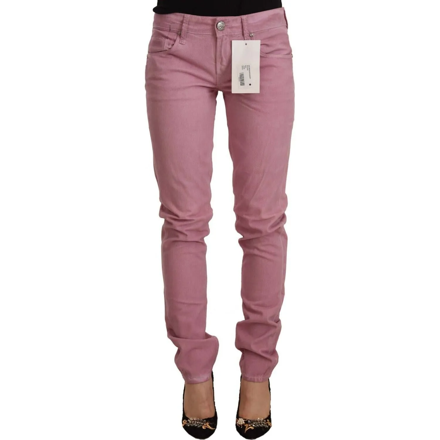 Acht Elegant Pink Slim Fit Denim Jeans