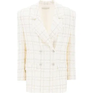 Alessandra Rich oversized tweed jacket with plaid pattern