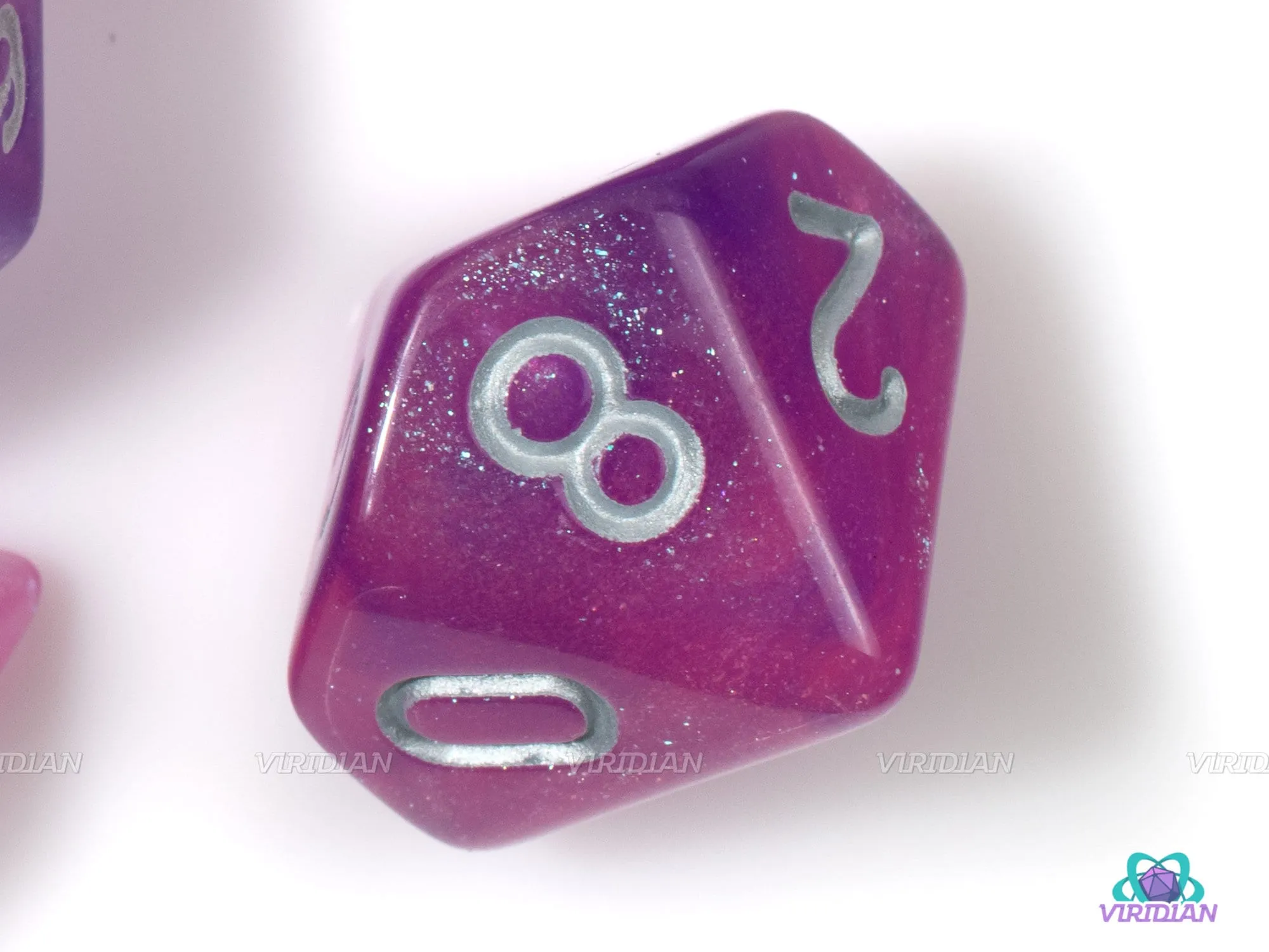 Arcane Spark (Silver) | Deep Purple Glitter Acrylic Dice Set (7) | Dungeons and Dragons (DnD)