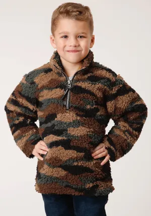 BOYS POLAR FLEECE  CAMO PRINT PULLOVER