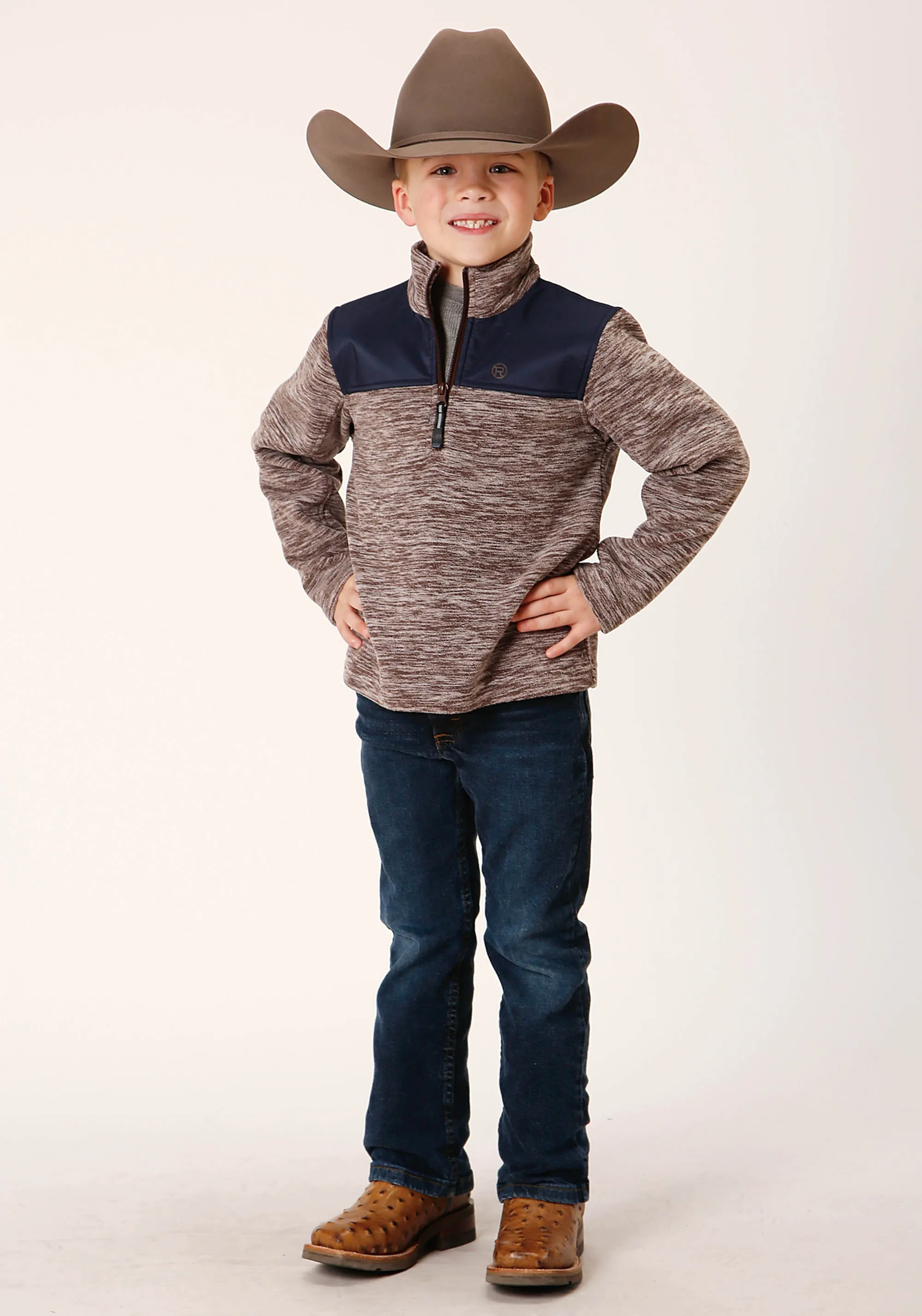 BOYS POLAR FLEECE  HEATHER CHOCOLATE  PULLOVER