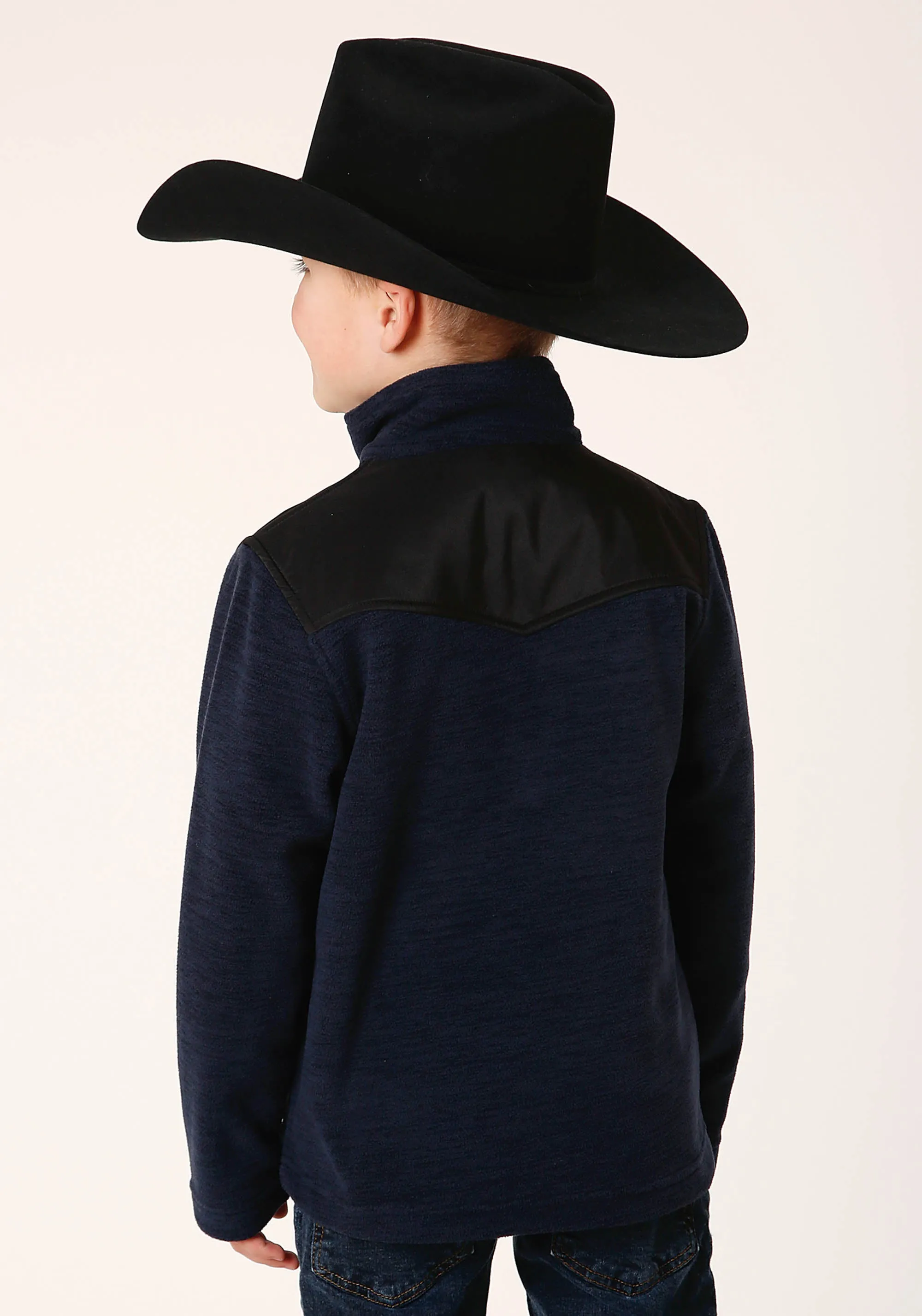 BOYS POLAR FLEECE  HEATHER NAVY PULLOVER