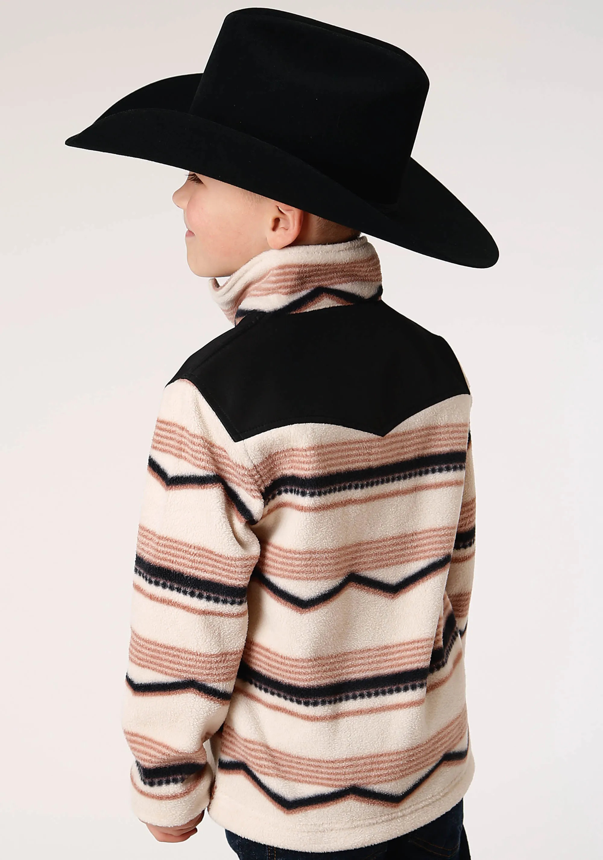 BOYS POLAR FLEECE  HORIZONTAL AZTEC PRINT PULLOVER