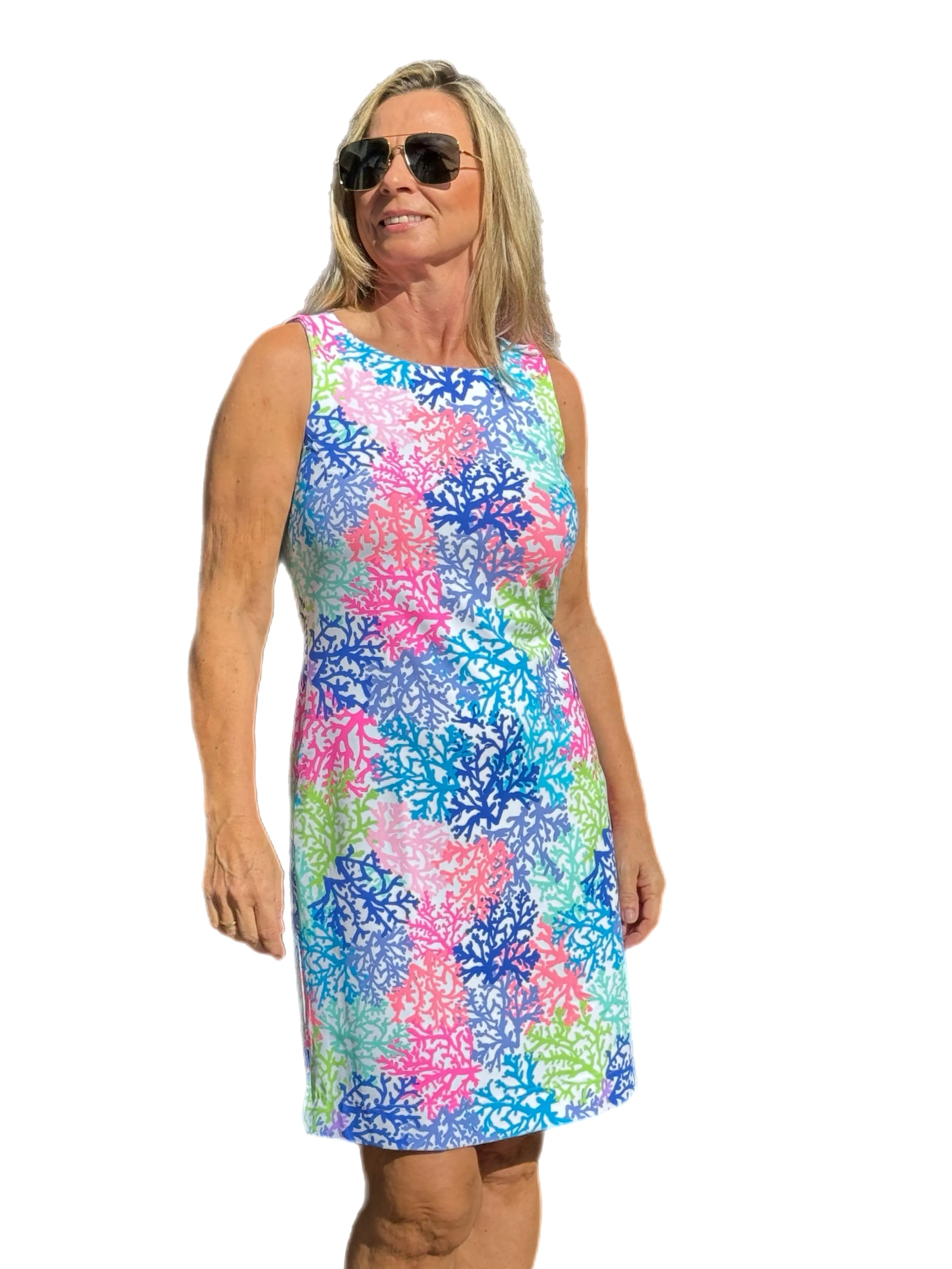 Classic Shift Dress with UPF50  Bright Corals