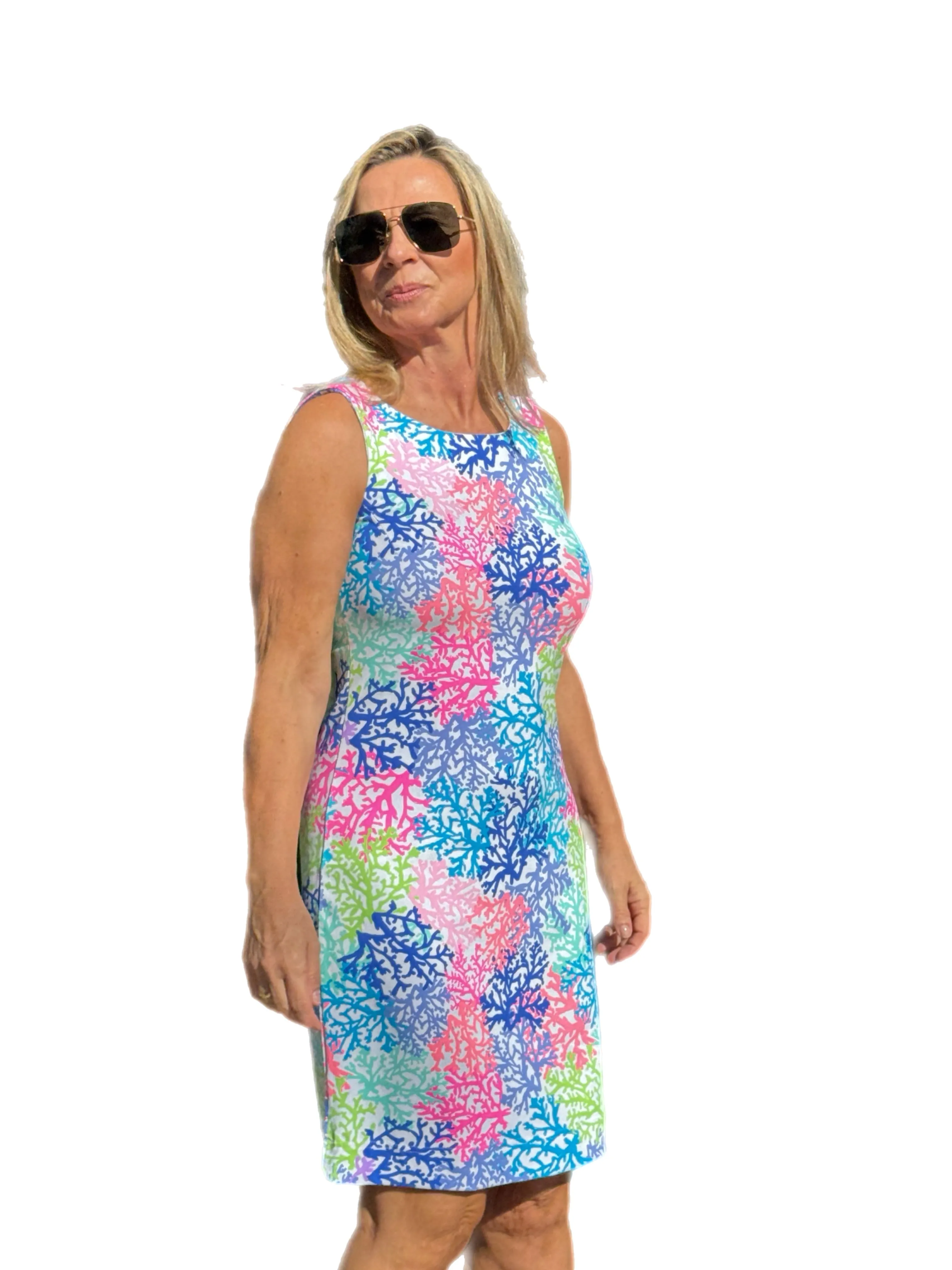 Classic Shift Dress with UPF50  Bright Corals