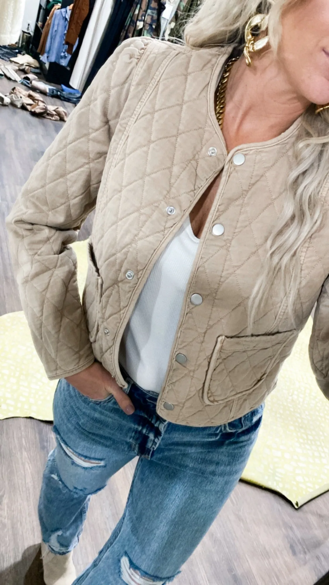 Dear John Kit Quilted Jacket in Almond Toast