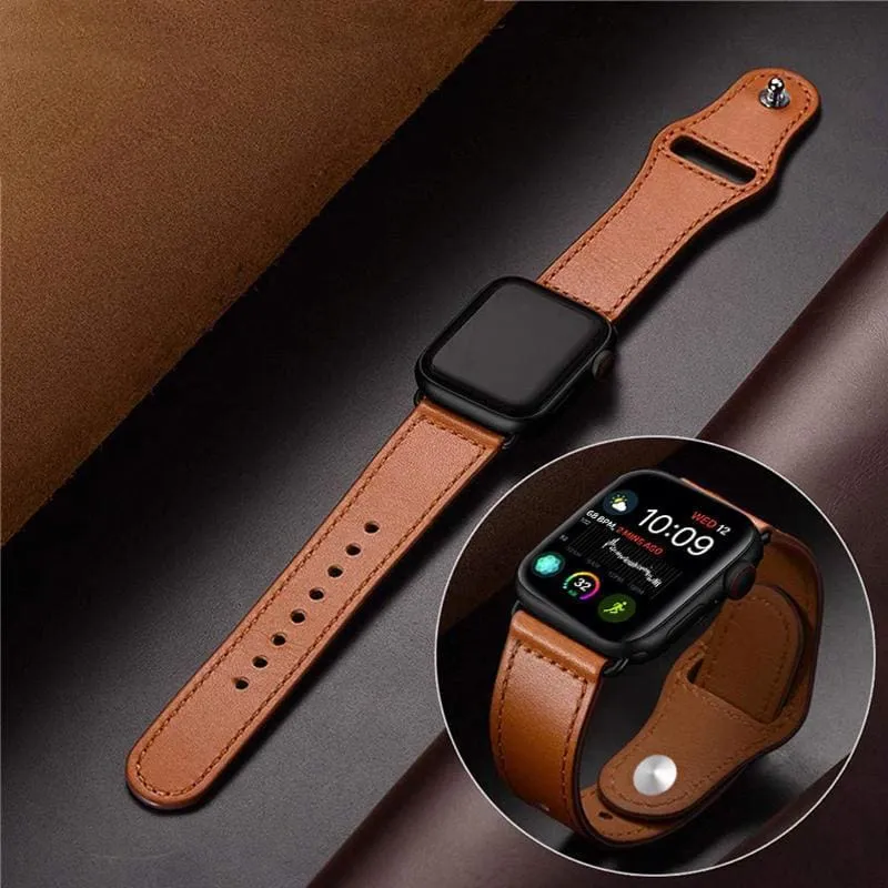 Easy Fasten Leather Apple Watch Strap