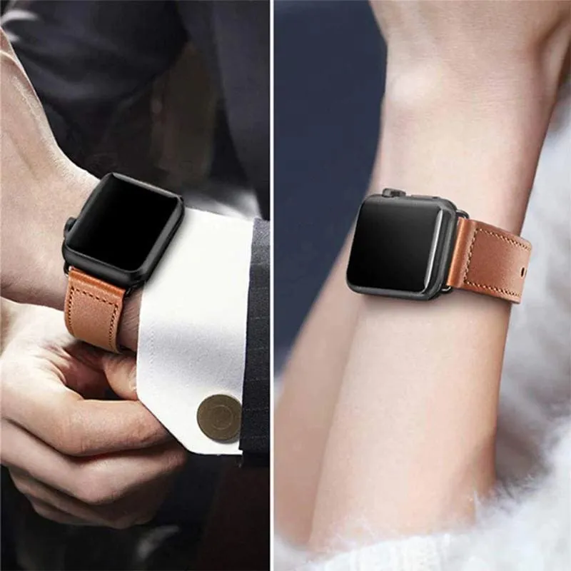 Easy Fasten Leather Apple Watch Strap