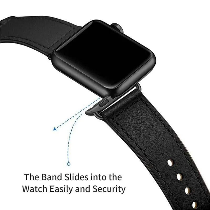 Easy Fasten Leather Apple Watch Strap