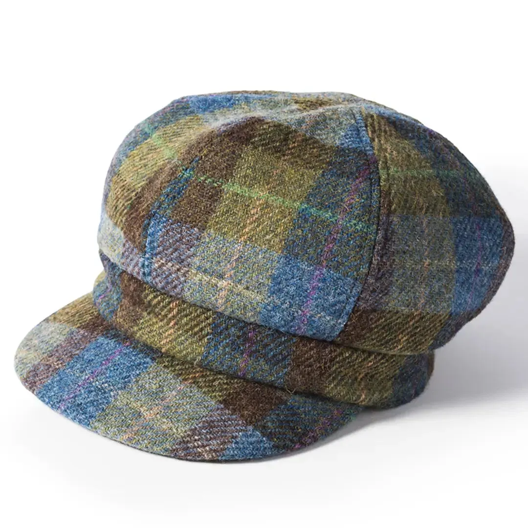 Harris Tweed Ladies Baker Boy Cap - Green Check by Failsworth