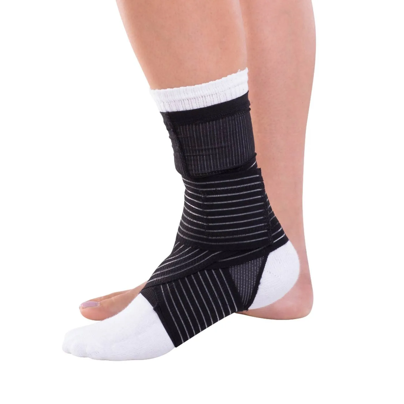 Importikaah Elastic Breathable Ankle Support Brace Compression with Hook & Loop Fastener Straps (One Piece)