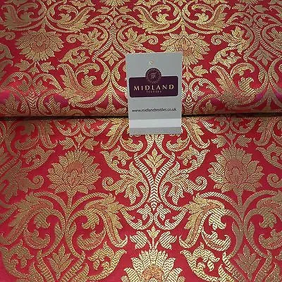 Indian Floral gold metallic banarsi brocade faux silk fabric 44" Wide M692