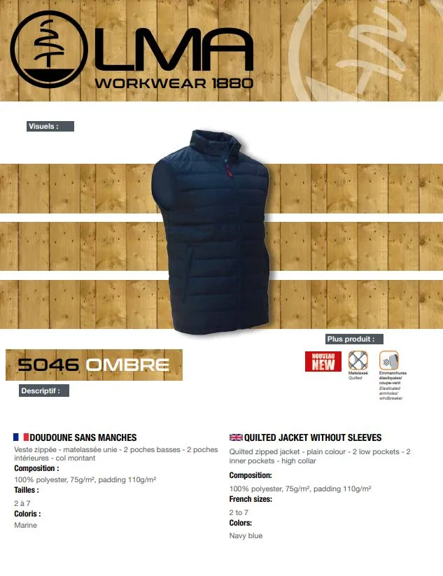 LMA Ombre Padded Bodywarmer Navy