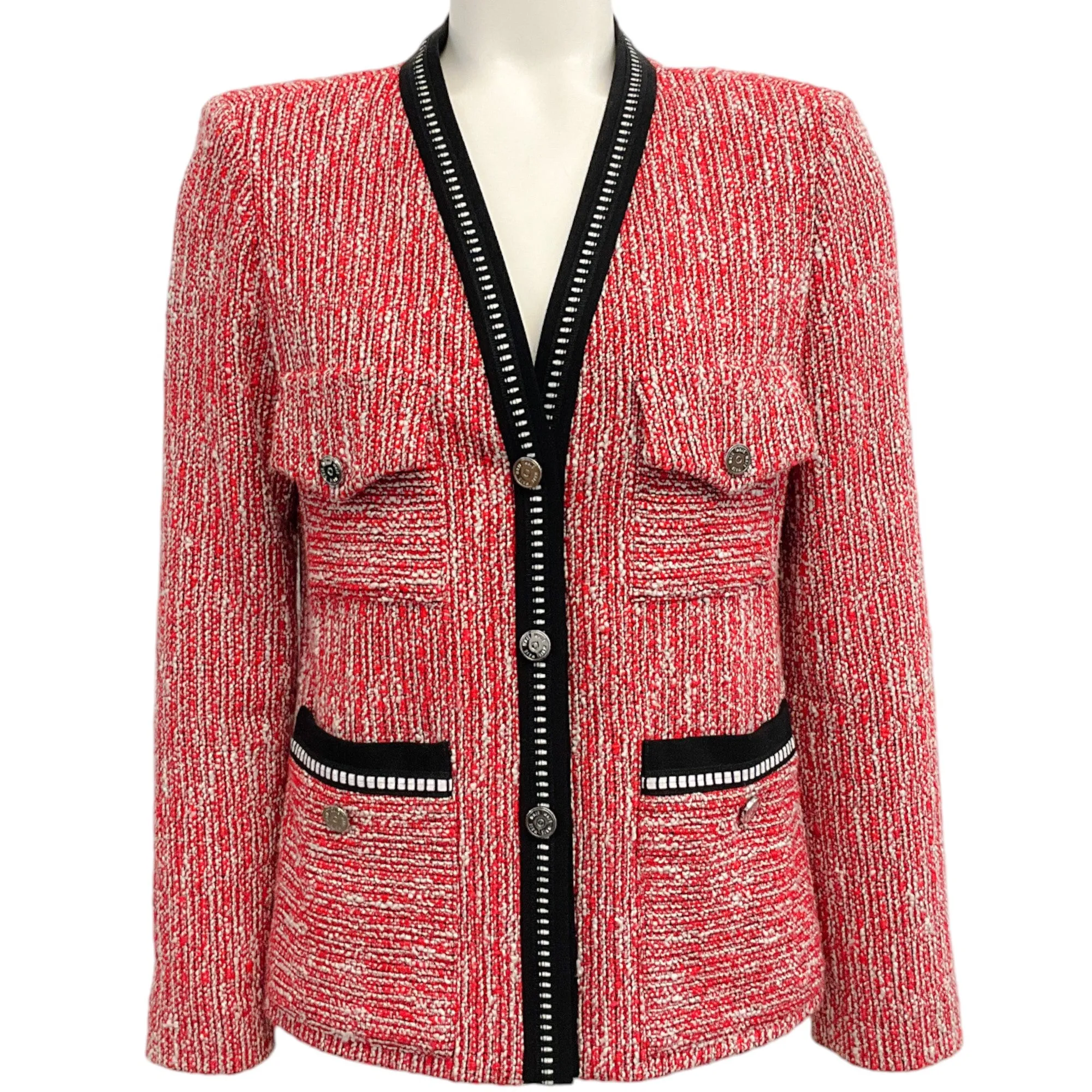 Maje Red / Black Tweed Jacket