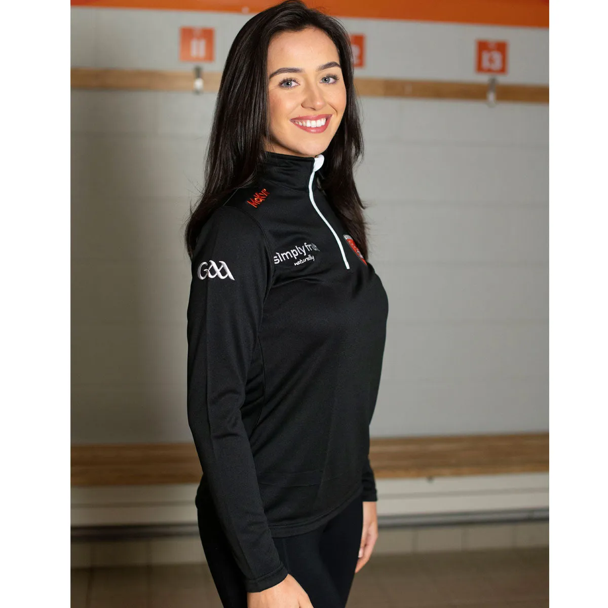 Mc Keever Armagh GAA Official Vital Lightweight 1/4 Zip Top - Womens - Black/White