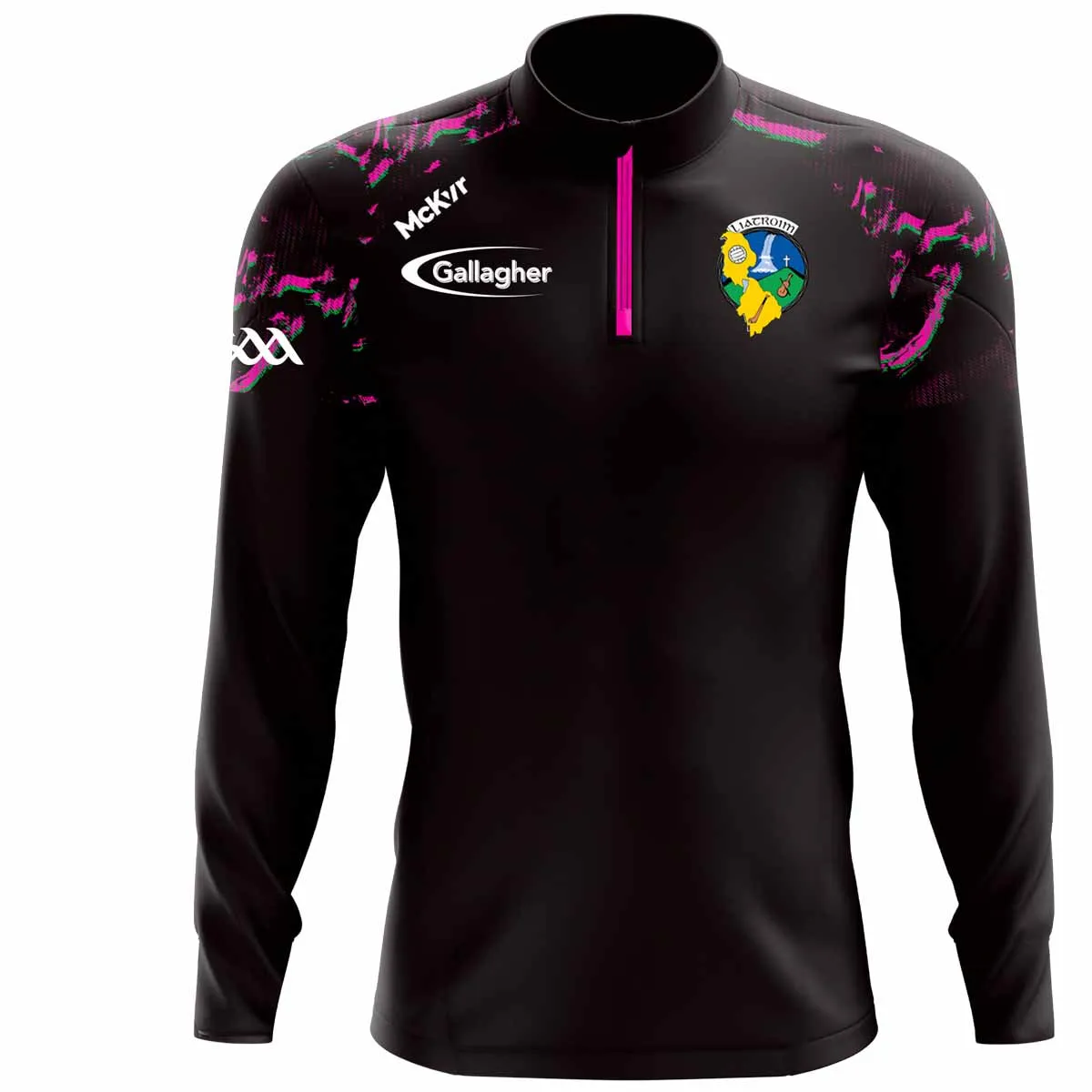 Mc Keever Leitrim GAA Official Vital Lightweight 1/4 Zip Top - Womens - Black/Pink