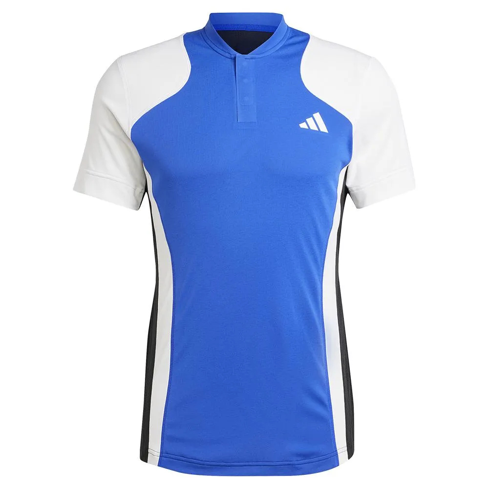 Mens Pro Freelift Tennis Polo Lucid Blue and White