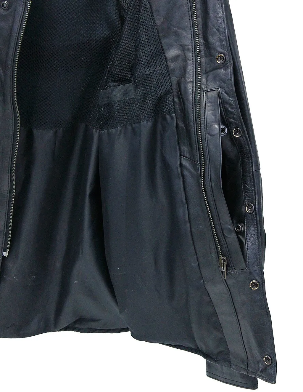 Men's Vented Black Leather Shirt w/Easy Access Pocket #MS22070VGK