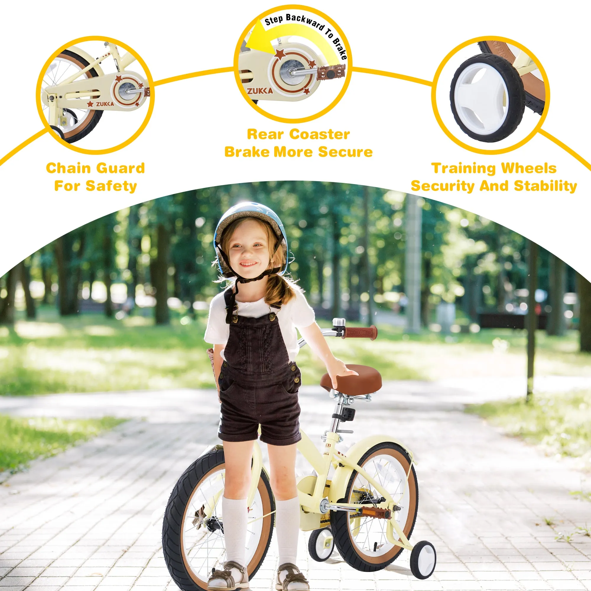 Multiple Colors,Girls Bike  for 4-7Years Old Kids,16 inch  wheel , Training Wheels Included