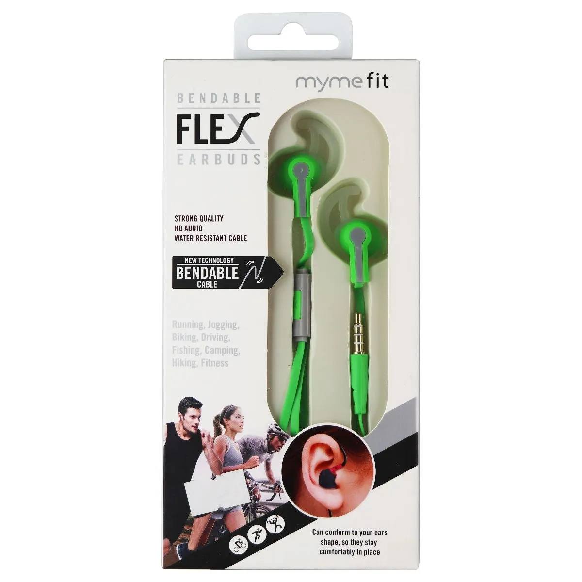 MyMe Fit - Flex Bendable 3.5mm Wired Earbuds In-line Mic - Green