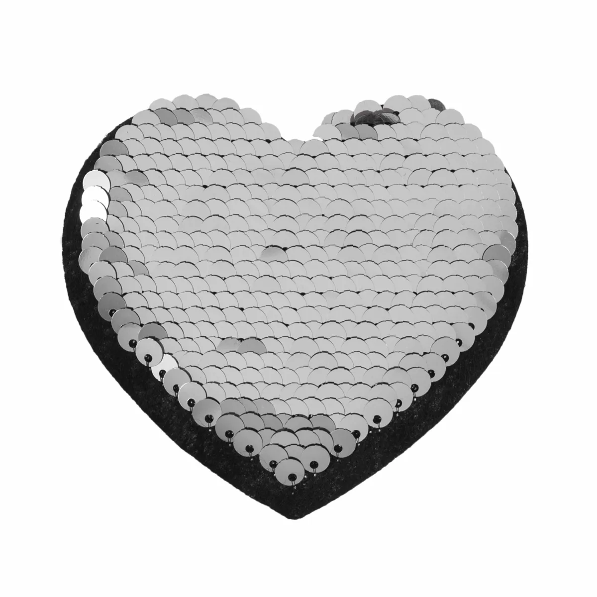 Pink Heart Sequin- Iron -On & Sew-On Patch  (Flip Sequin Motif)