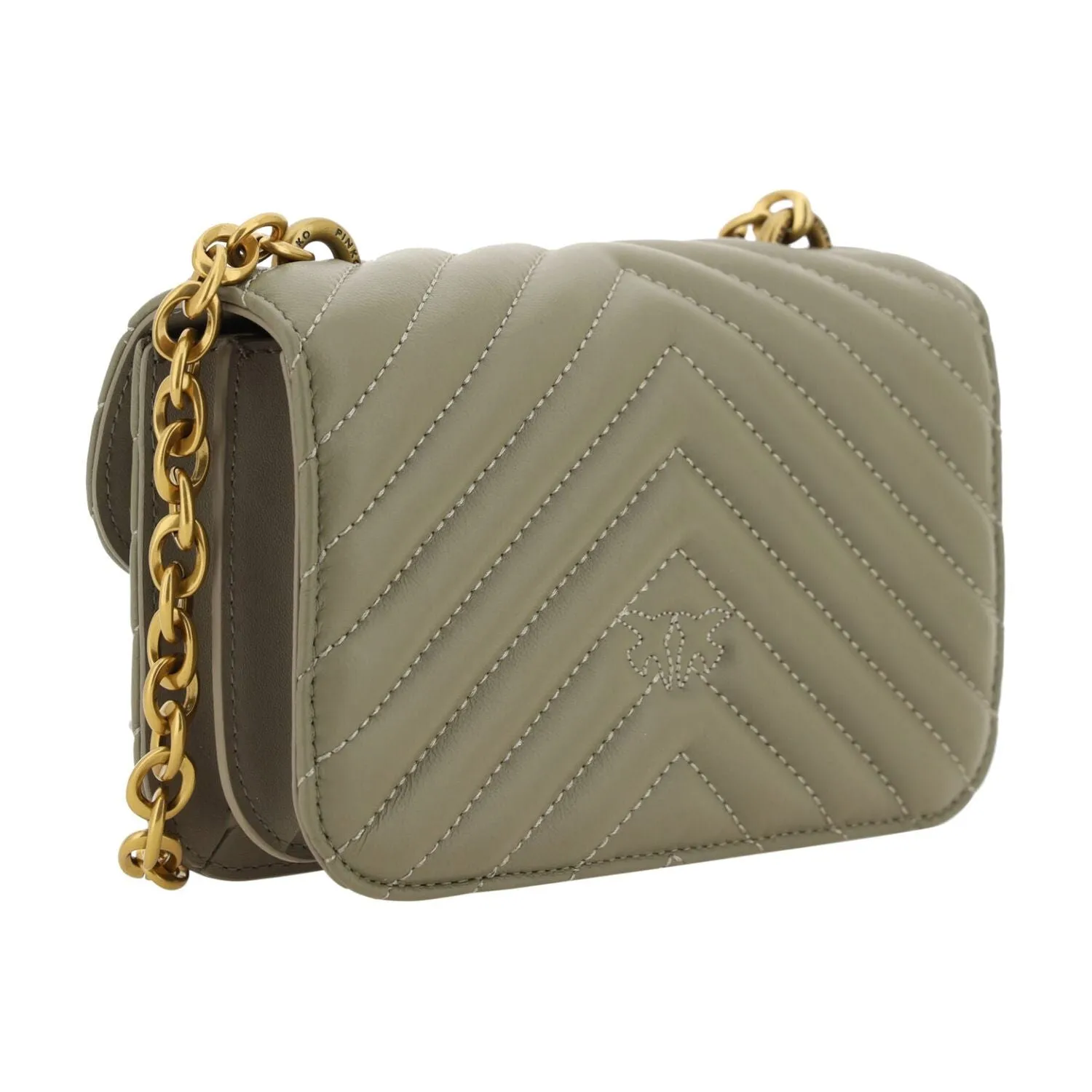 PINKO Chic Mini Love Bell Shoulder Bag in Noce Green