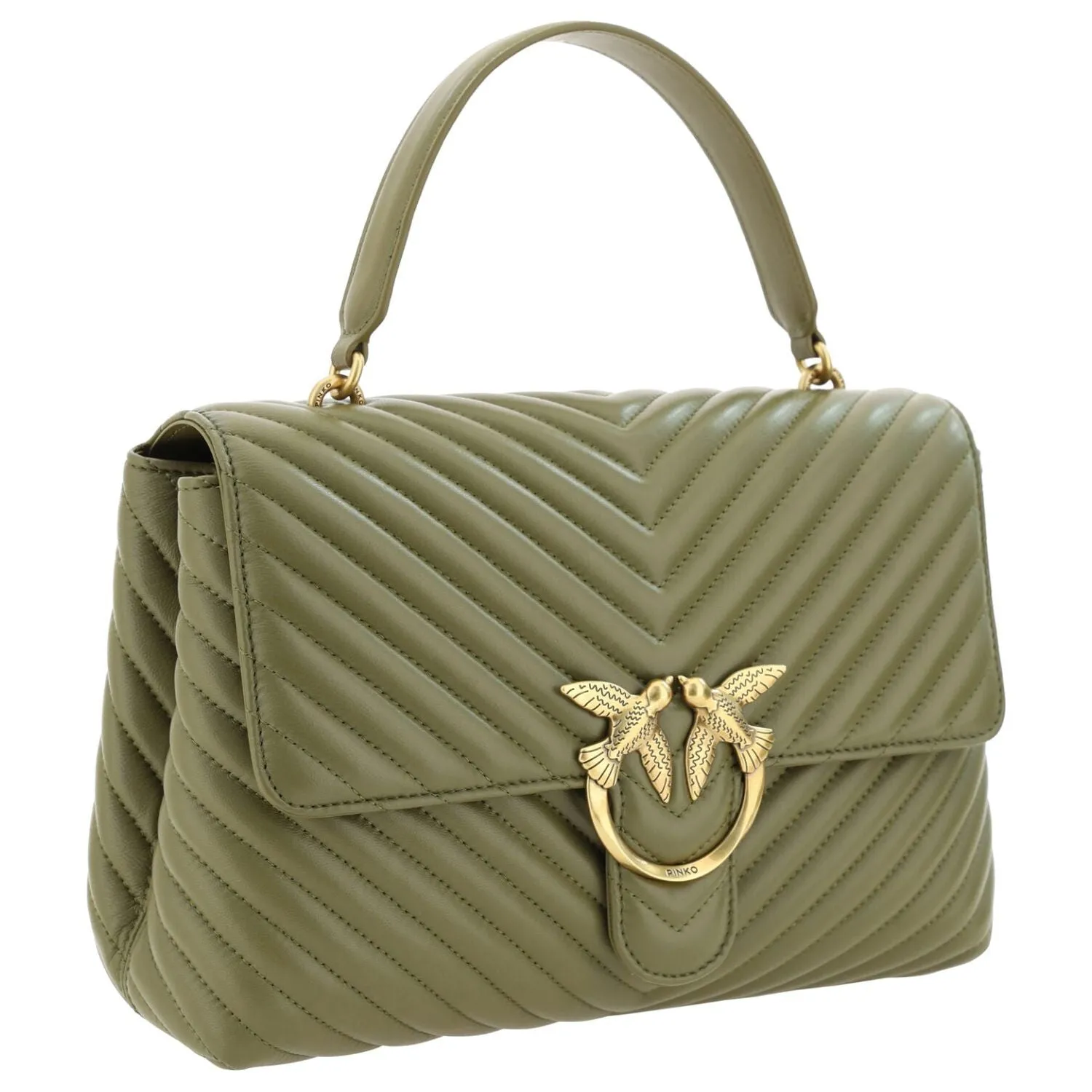 PINKO Emerald Elegance Calf Leather Handbag