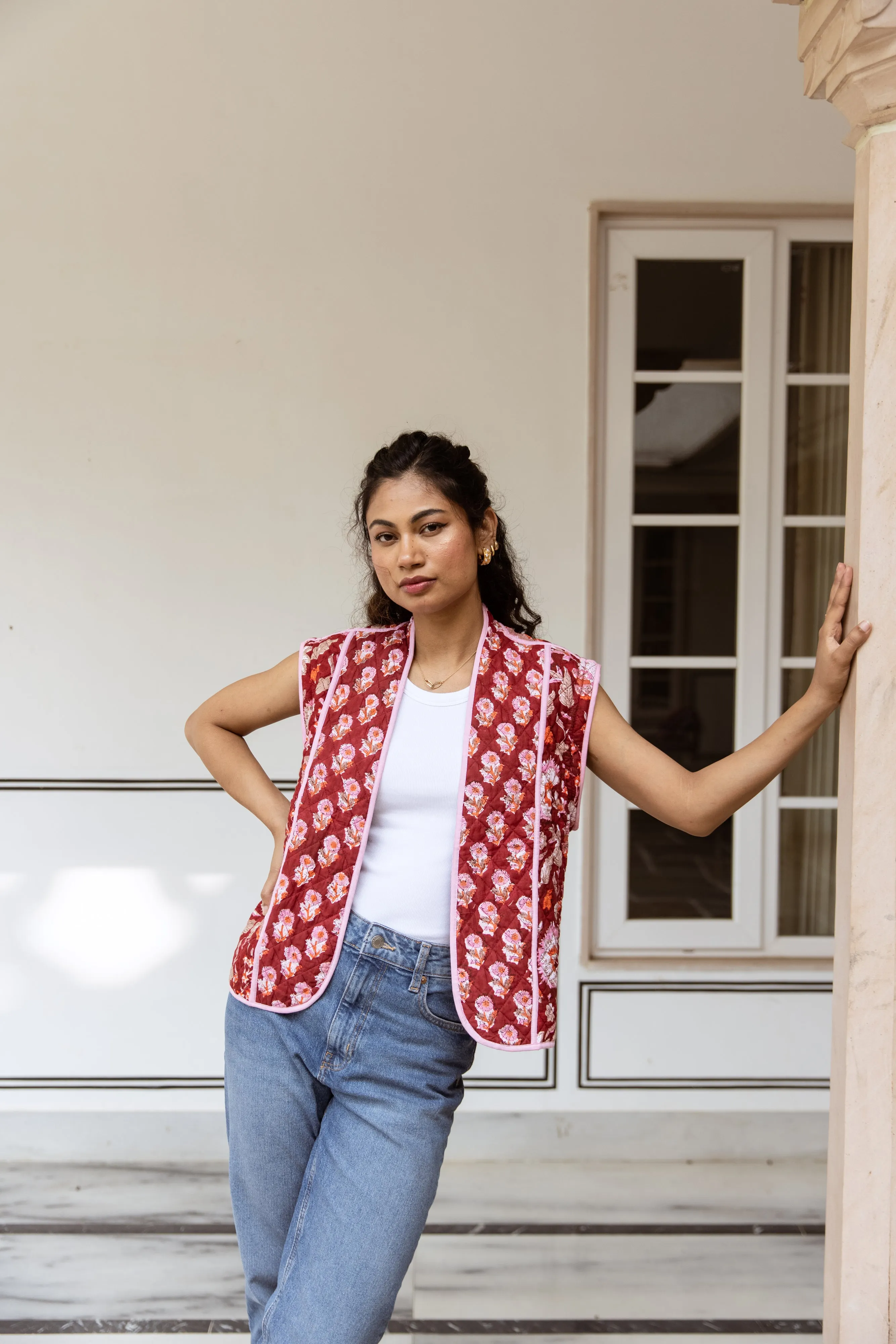 Quilted Jacket & Waistcoat in 1 - Crimson Red