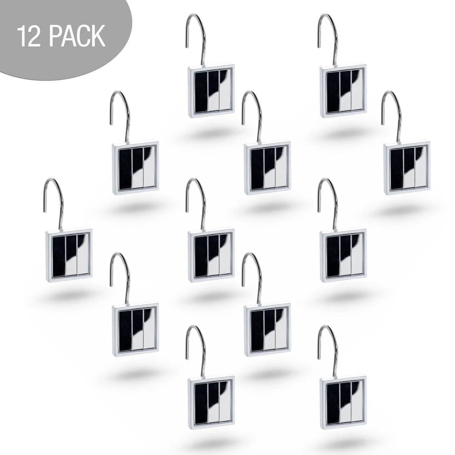 Quilted Mirror 12 Shower Curtain Hooks  (Wholesale)