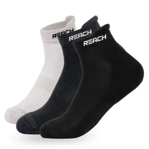 REACH Bamboo Fibre Ankle Length Socks For Mens & Womens | Breathable Mesh & Odour Free Socks | Sports & Gym Socks | Soft & Comfortable | Pack Of 3 - Light Grey, Dark Grey & Black