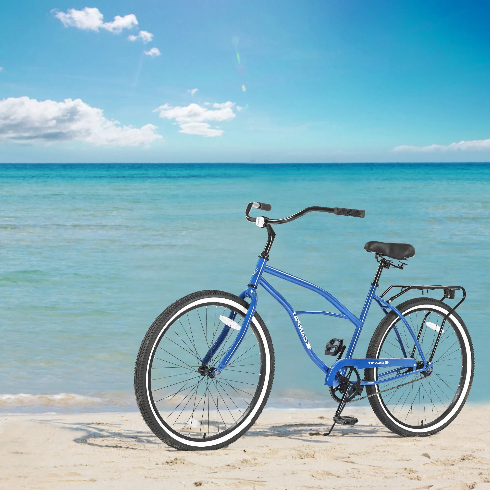 S26204 26 Inch Beach Cruiser Bike for Men and Women, Steel Frame, Single Speed Drivetrain, Upright Comfortable Rides, Multiple Colors