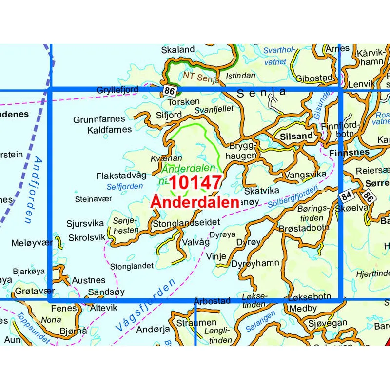 Senja Map | Nordeca Anderdalen 1:50,000 Map