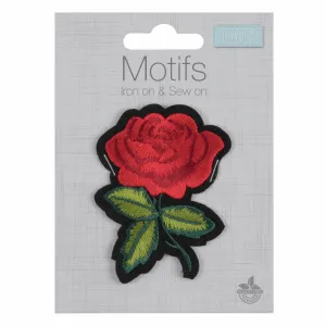 Single Rose  - Iron -On & Sew-On Motifs Patch