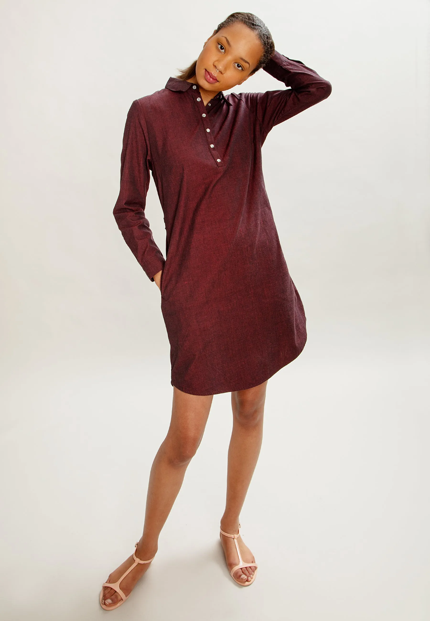 Ulpu Shirt Dress Dark Red