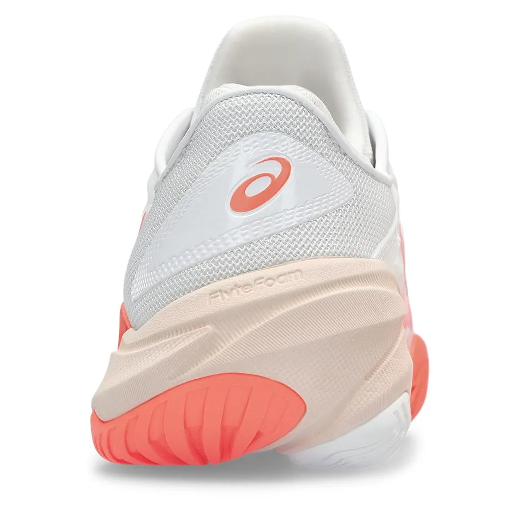 Women's Court FF 3 Tennis Shoes White and Sun Coral