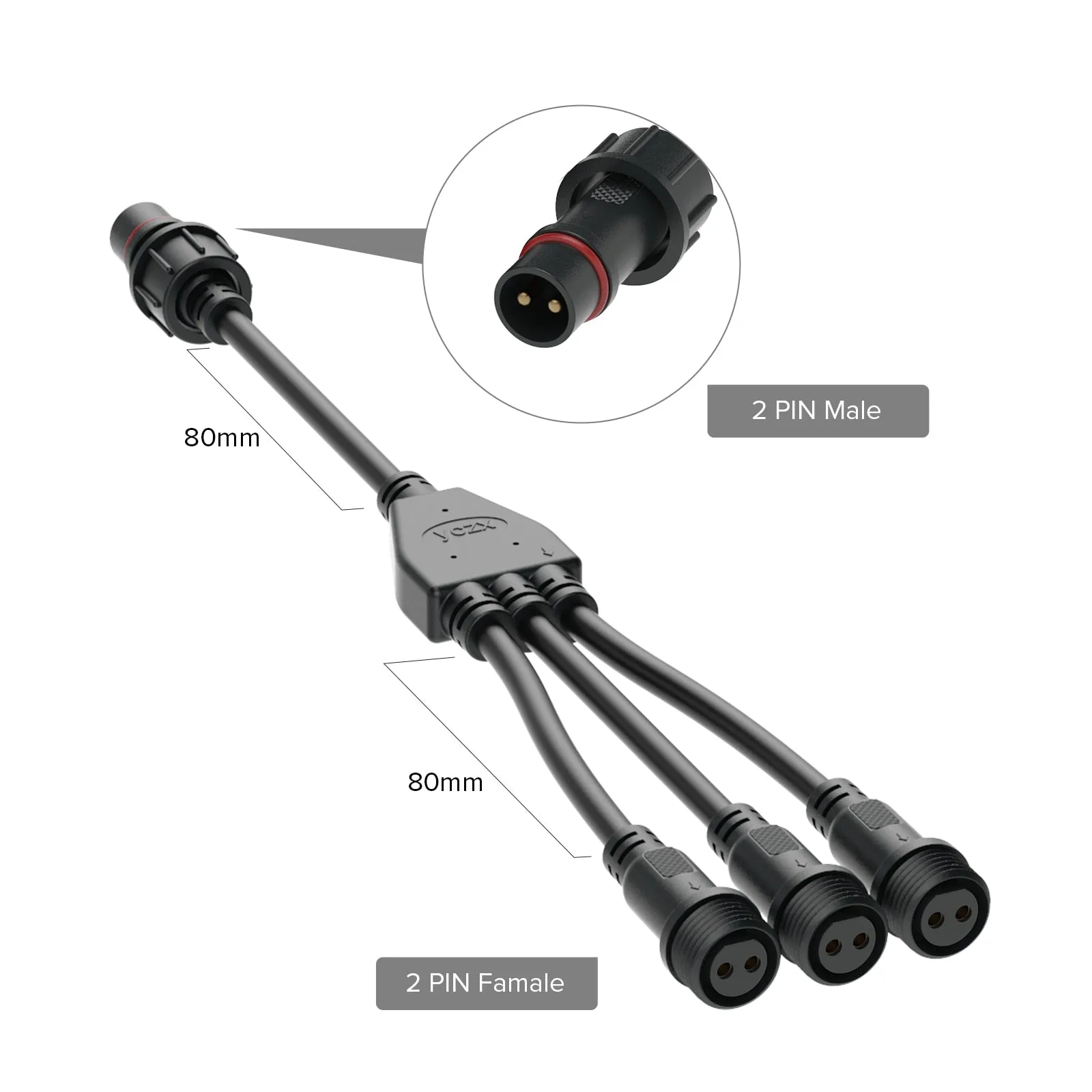 Y Shape Waterproof Connctor 2-5 Pin 1 Male Divided 2 3 Female Plastics Nut IP65 Support All BTF-LIGHTING Waterproof Connectors