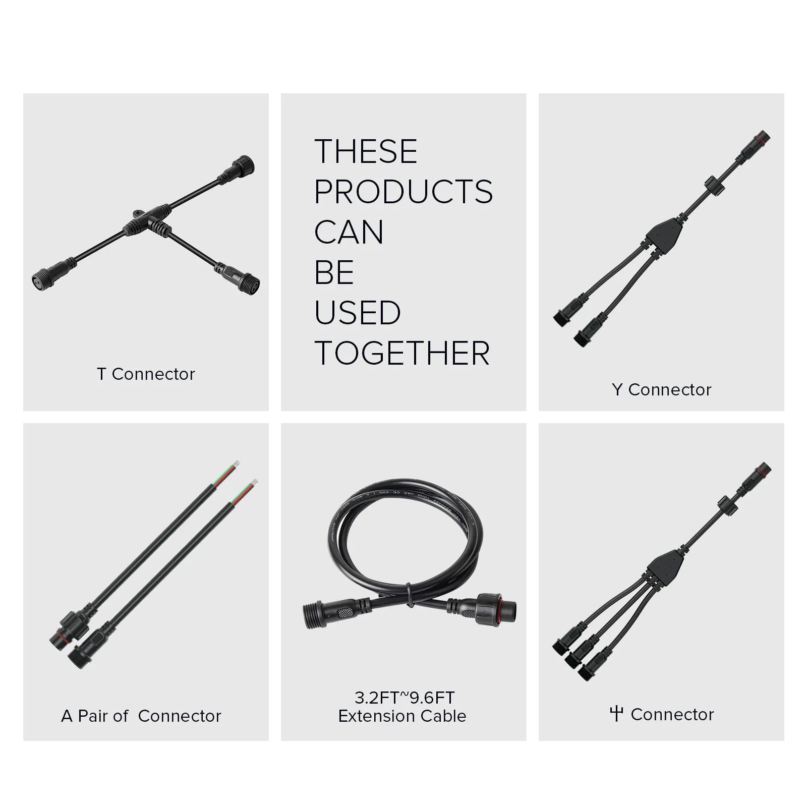 Y Shape Waterproof Connctor 2-5 Pin 1 Male Divided 2 3 Female Plastics Nut IP65 Support All BTF-LIGHTING Waterproof Connectors